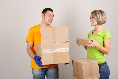 Packed boxes and furniture ready for local removals in Crossness
