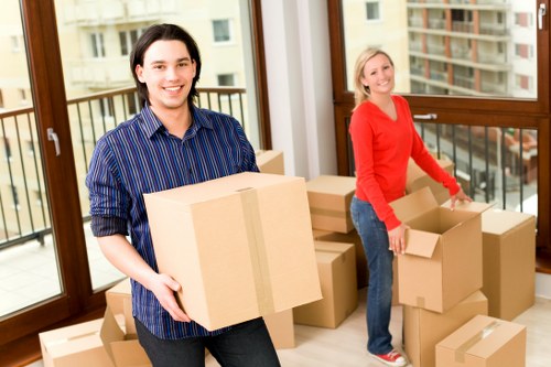 Packed moving boxes and furniture ready for a Crossness home removal
